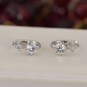 NWT Certified All Moissanite Huggies Hoop Earrings 925 Sterling